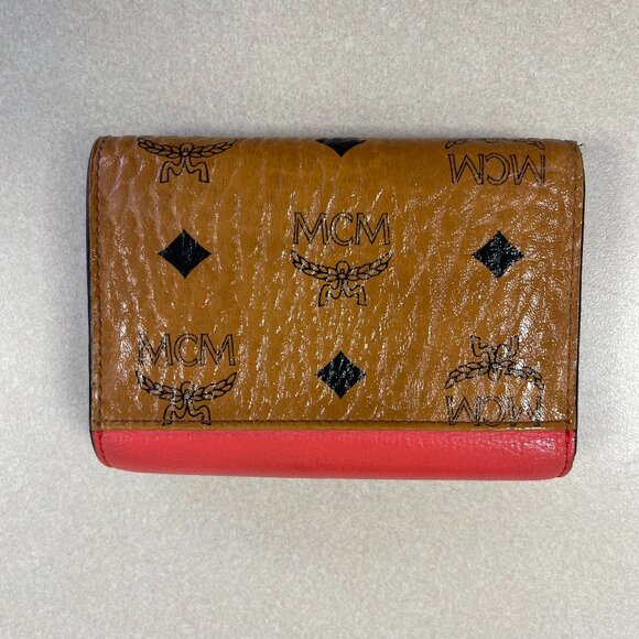 MCM  Visetos Grained Calfskin Tri-Fold Wallet - Marigold Orange - Preowned - Picture 2 of 15